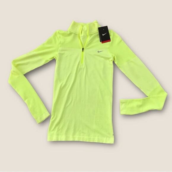 Nike NWT Athletic Dri-Fit Top Lime Green Running Outdoor Activewear - Picture 3 of 6